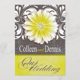 Invitation Gerbera Daisy Scroll 1 Mariage jaune