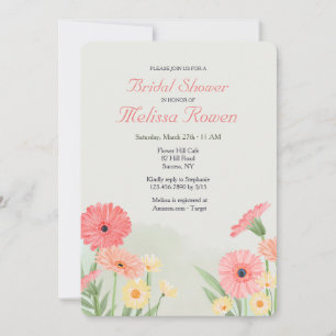 Invitation Gerbera Marguerites Couleurs Vives 