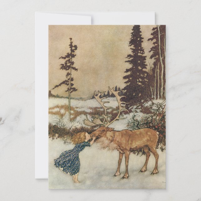 Invitation Gerda et le renne par la fête de Noël de Dulac (Devant)