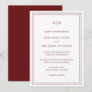 Invitation Gertrude Bourgogne Vin Classique Mariage élégant