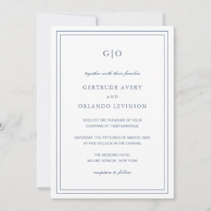 Invitation Gertrude Dusty Bleu Classique Mariage élégant