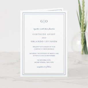 Invitation Gertrude Dusty Bleu Classique Mariage élégant
