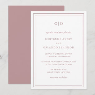 Invitation Gertrude Dusty Rose Classique Mariage élégant