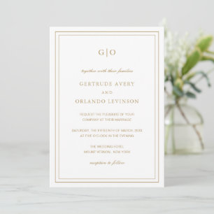 Invitation Gertrude Gold Classic Mariage élégant