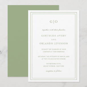 Invitation Gertrude Sage Green Classic Mariage élégant