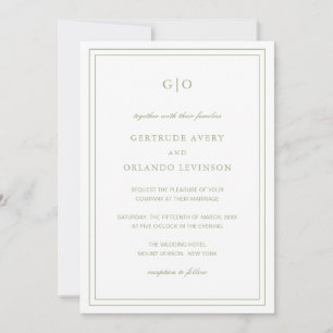 Invitation Gertrude Sage Green Classic Mariage élégant