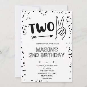 Invitation geste blanc noir 2e anniversaire 