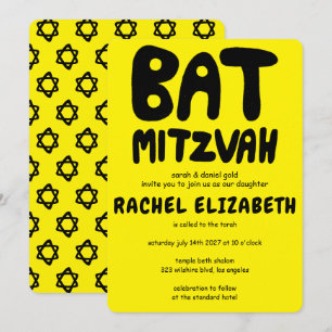 Invitation Gestion super Bat mitzvah personnalisé Étoiles en