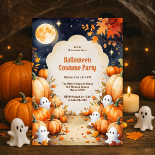 Invitation Ghost mignon et Citrouille Enfants Halloween Costu