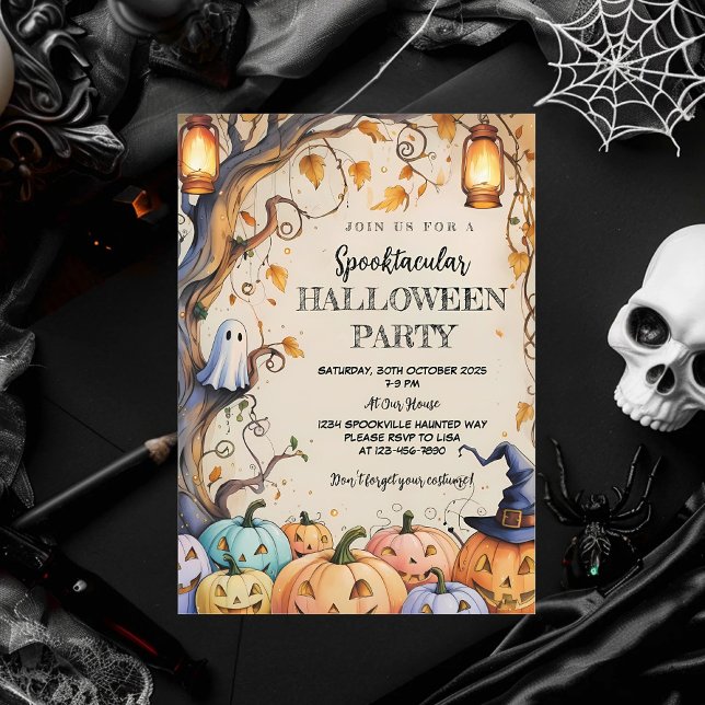 Invitation Ghost mignon et Citrouille Spooktacular Halloween  (Créateur téléchargé)