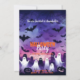 Invitation Ghosts Bats Citrouilles Sky Halloween Party