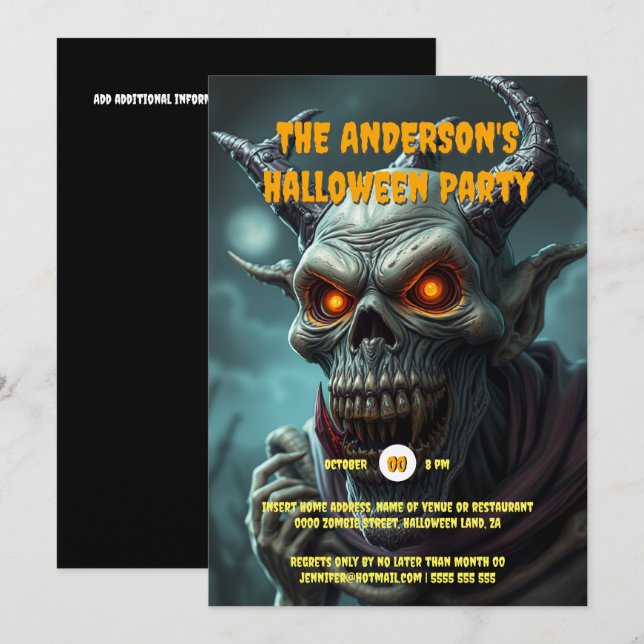 Invitation Ghoul monstre folklore monstre adultes halloween (Devant / Derrière)