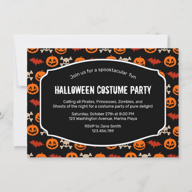 Invitation Ghoulish Thèmes de l'invitation costumée d'Hallowe (Devant)
