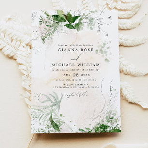 Invitation GIANNA Boho Ethereal Green Vintage Chic Mariage