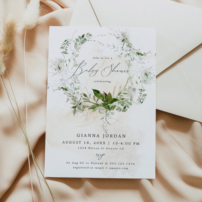 Invitation GIANNA Etherial Greenerial Garden Baby shower (Créateur téléchargé)