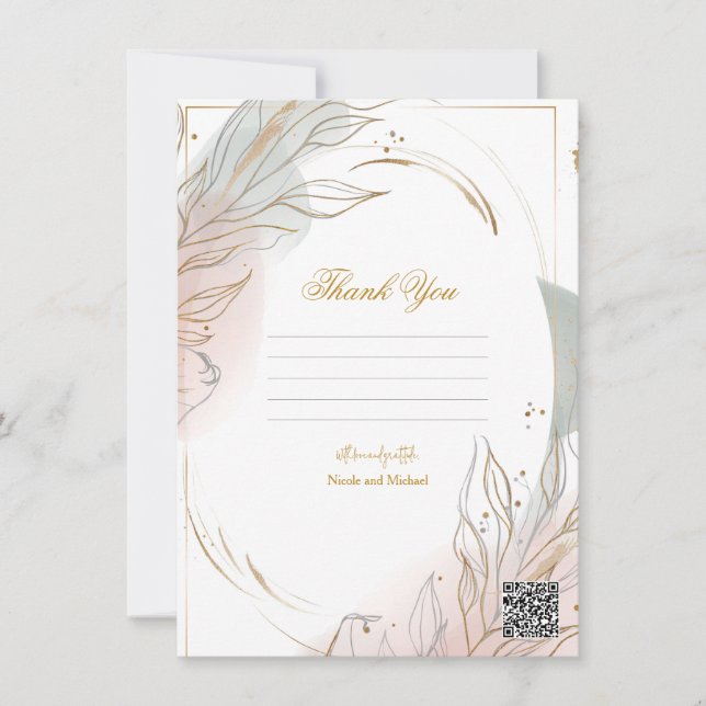 Invitation Gilded Gold Sage & Blush Botanical Wedding  (Devant)