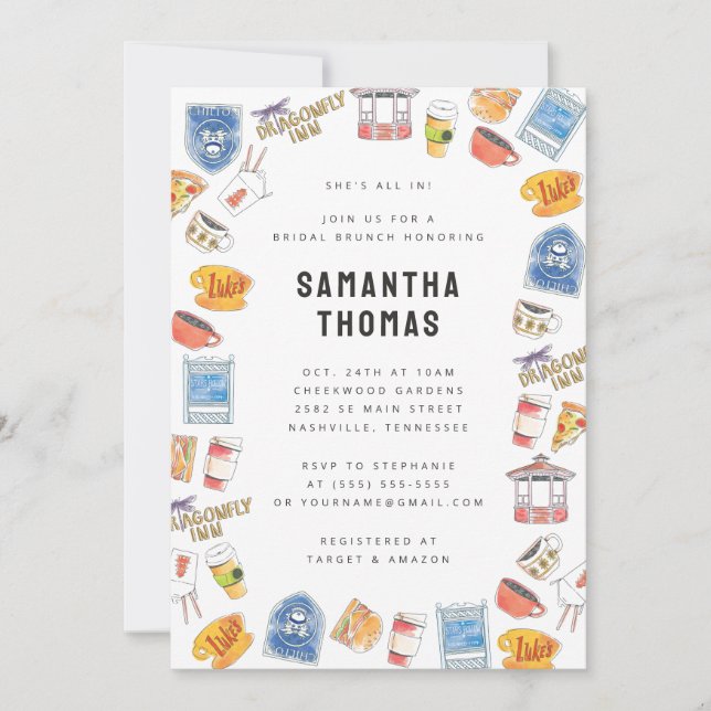 Invitation Gilmore Girls Aquarelle Icons Brunch nuptial (Devant)