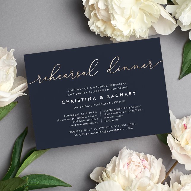 Invitation Gin Lane | Dîner de répétition d'or Faux moderne (Créateur téléchargé)