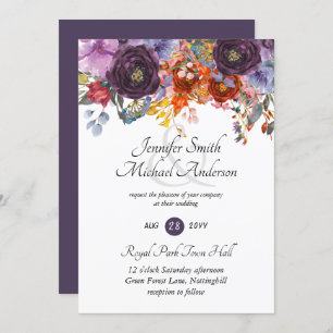 Invitation Gingembre Purple Automne Automne Floral Mariage In