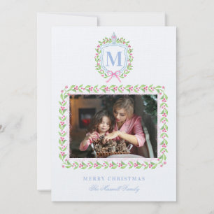 Invitation Ginger Jar & Christmas Berries Crest Monogramme