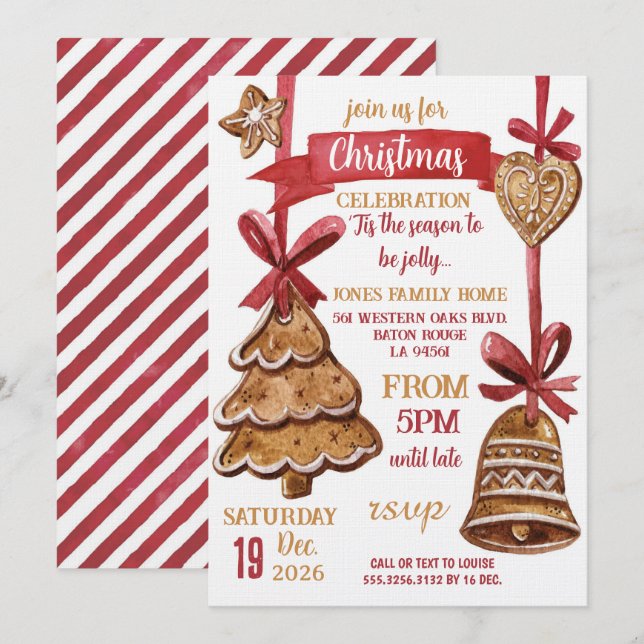Invitation Gingerbread Christmas Holiday Party (Devant / Derrière)