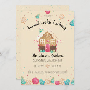 Invitation Gingerbread House Cute Holiday Cookie Exchange