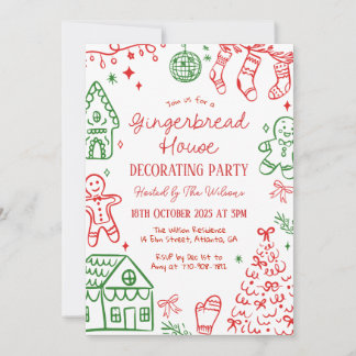 Invitation Gingerbread House Decorating Christmas Party