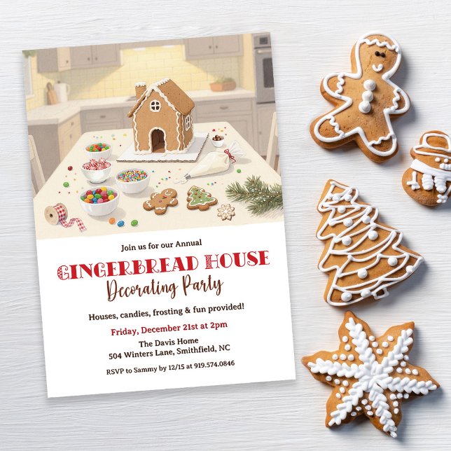 Invitation Gingerbread House Decorating Party (Créateur téléchargé)