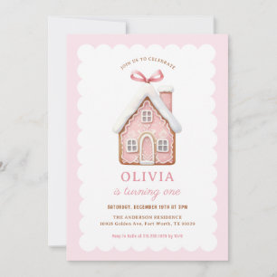 Invitation Gingerbread House Fille 1er fête d'anniversaire