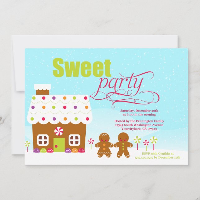 Invitation Gingerbread maison de vacances en pain d'épice (Devant)