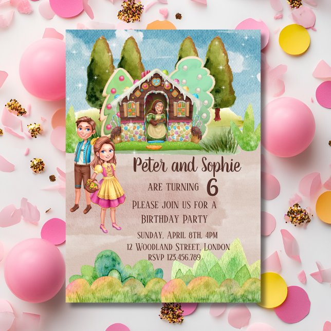 Invitation Gingerbread Maison jumeaux anniversaire (Créateur téléchargé)