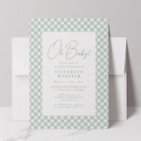 Gingham mignon vert neutre pour la baby shower