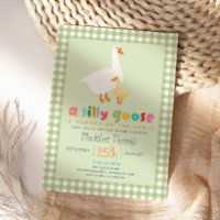 Gingham Neutre Moderne pour une Baby Shower Silly 