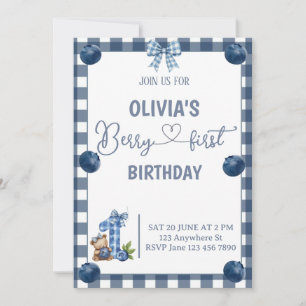 Invitation Gingham pour le premier anniversaire de