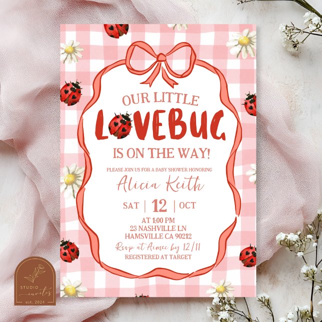 Invitation Gingham Red Lovebug Baby Shower (Créateur téléchargé)