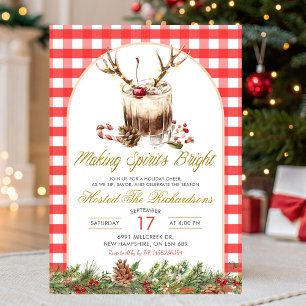 Invitation Gingham rendant les esprits lumineux Noël Cokctail