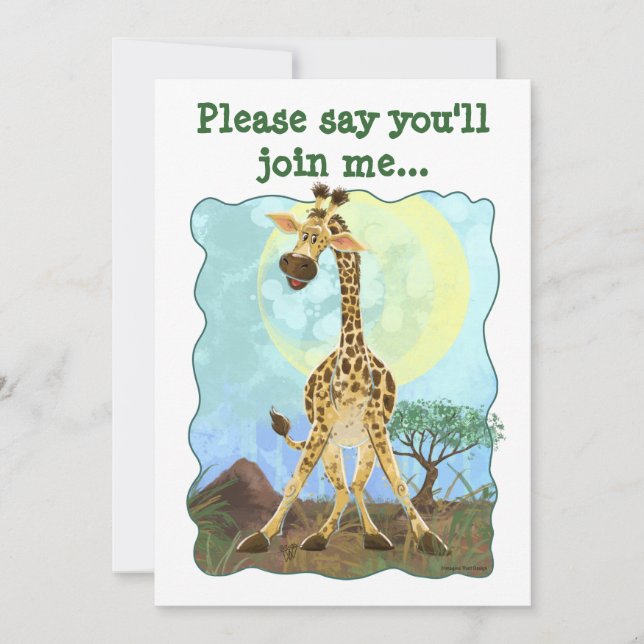 Invitation Girafe Animal de Fête (Devant)