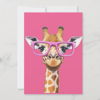 Invitation Girafe aux lunettes roses