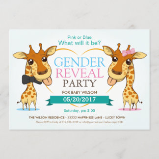 Invitation Girafe Bébé rose ou bleu Parti de révélation de ge