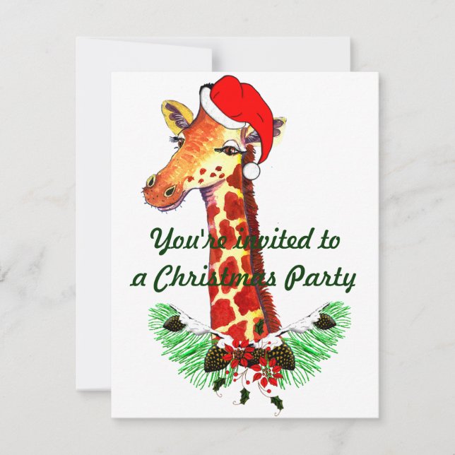 Invitation Girafe de Noël (Devant)
