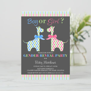 Invitation Girafe garçon ou fille Fête de révélation de genre
