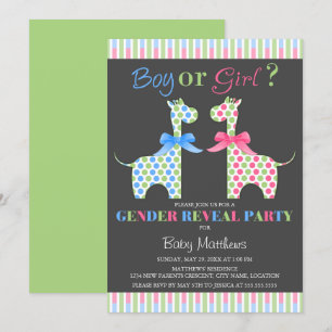 Invitation Girafe garçon ou fille Fête de révélation de genre
