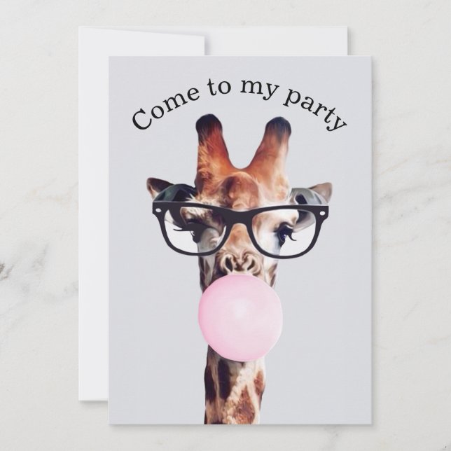 Invitation Girafe Porte des lunettes Souffle gomme à bulles (Devant)