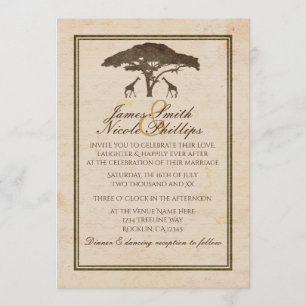 Invitation Girafes africaines du safari deux et mariage