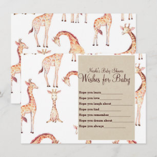 Invitation Girafes Tannées & Vœux Kraft pour Jeu de Baby Show