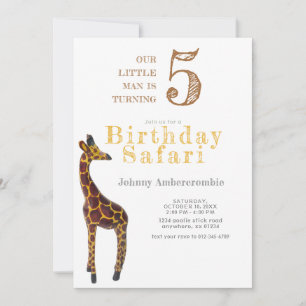 Invitation Giraffe Anniversaire Safari pour garçon