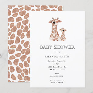 Invitation Giraffe Boho Maman et Baby shower Safari bébé