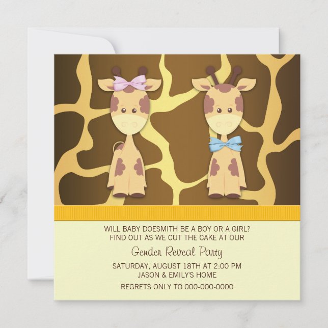 Invitation Giraffe Genre Reveale Party (Devant)