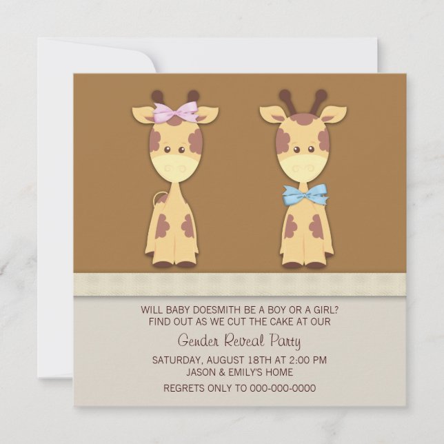 Invitation Giraffe Genre Reveale Party (Devant)