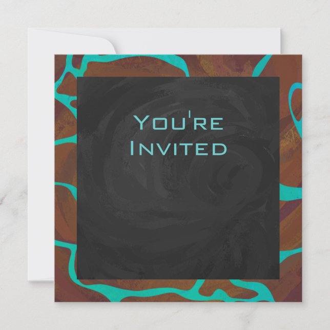 Invitation Giraffe Impression Brown et Turquoise (Devant)